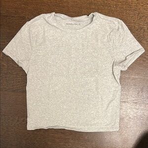Abercrombie & Fitch Gray Crop Fitted Short Sleeve T-Shirt
